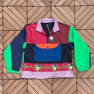 NWT Brain Dead X Gotcha Nylon Half Zip Pull Over-Multi SZ S